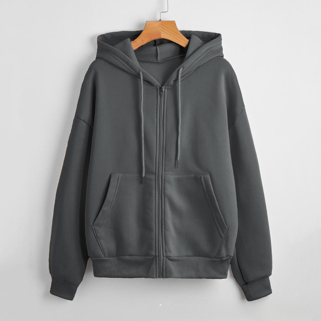 Женский осенний бархатный свитер большого размера, женская свободная куртка с капюшоном, однотонная, на молнии, в повседневном стиле