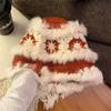Уютная шерстяная шапка для женщин с натуральным мехом кролика и отгибающимся полем для зимней моды