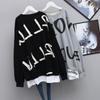 O-neck Pullovers Fake Two Pieces Patchwork Casual Oversized Korean Style Long Sleeve Streetwear Women Autumn Hoodie Sweatshirts