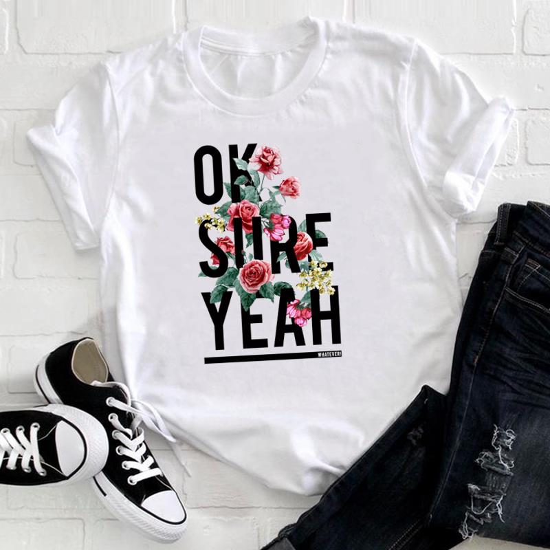 (Азиатский размер) Футболка с коротким рукавом и буквенным принтом, милый трендовый топ, модная футболка, женская одежда, повседневная женская футболка с принтом, женская футболка с графикой