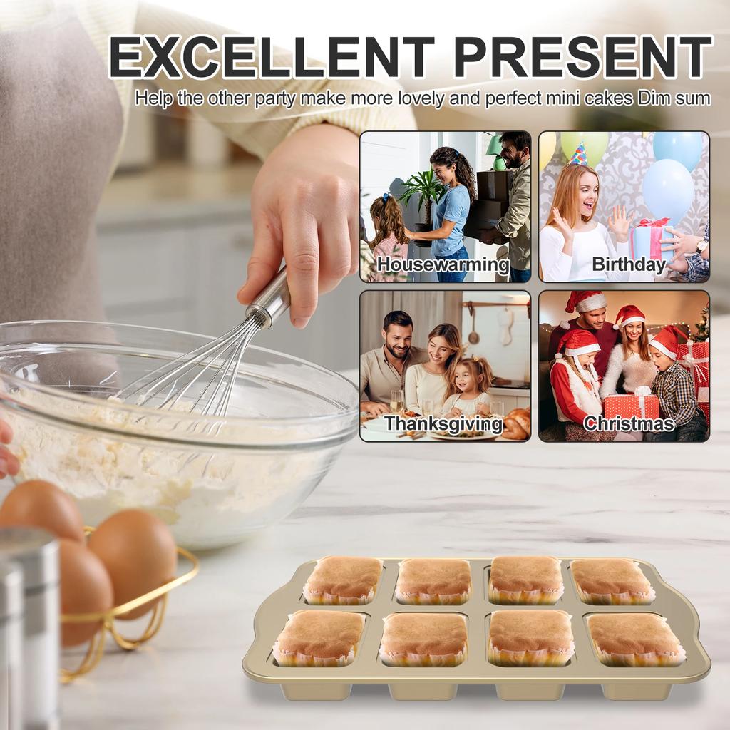 Формы для кексов с антипригарным покрытием, 8 ячеек, форма для мини-хлеба, инструменты для выпечки, прямоугольные противни из углеродистой стали для маленького хлеба, бытовые противни для духовки