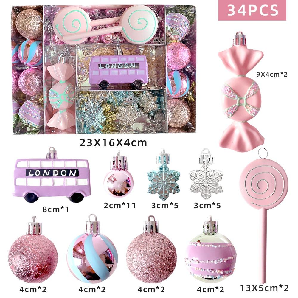 Fashion Plastic Macaroon Christmas Ball Set Multicolor Suspensable Xmas Ornament Ball Christmas Tree Balls Party