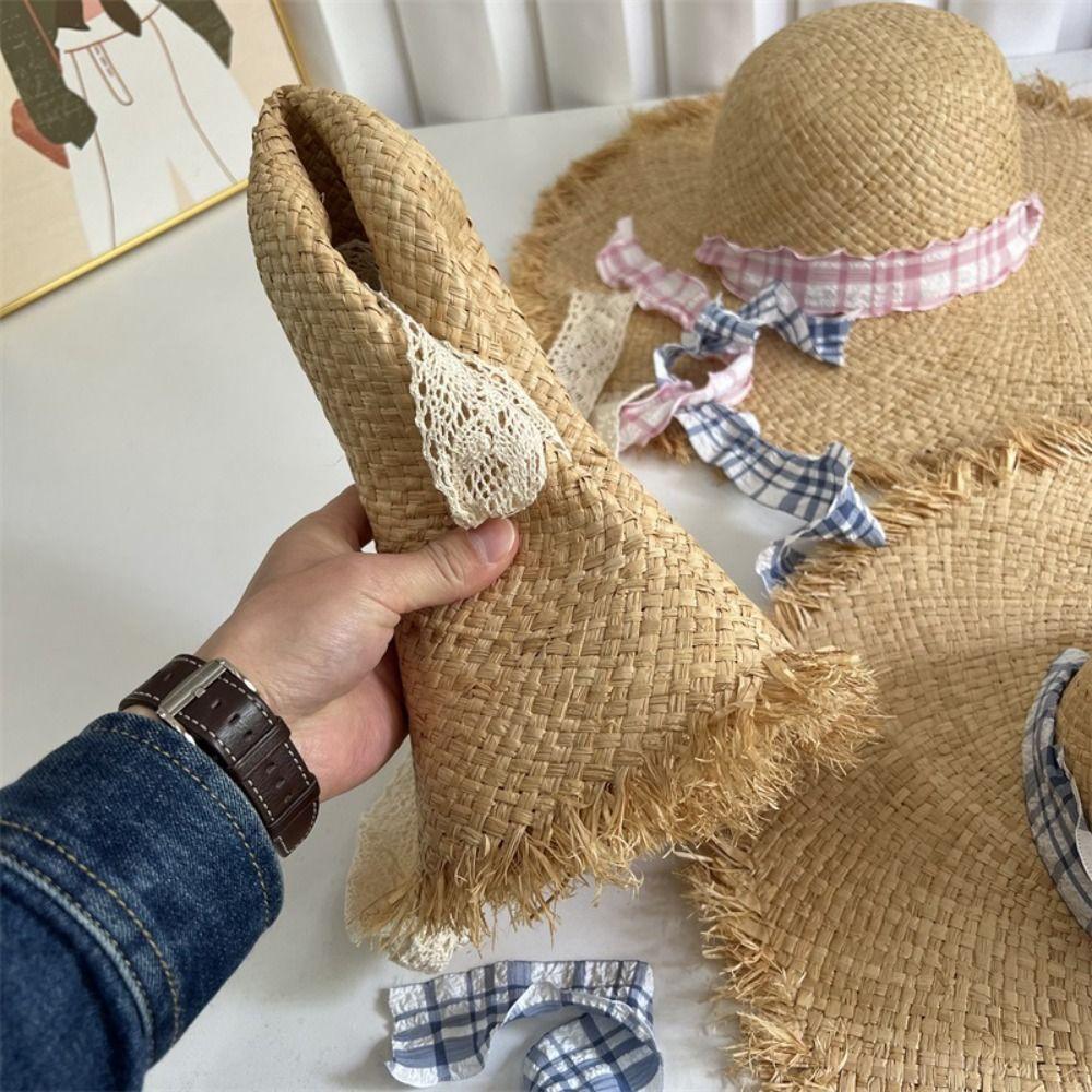 Ribbon Lafite Straw Hat UV Protection Sun Protection Cap Simple Outdoor Visor Cap Summer