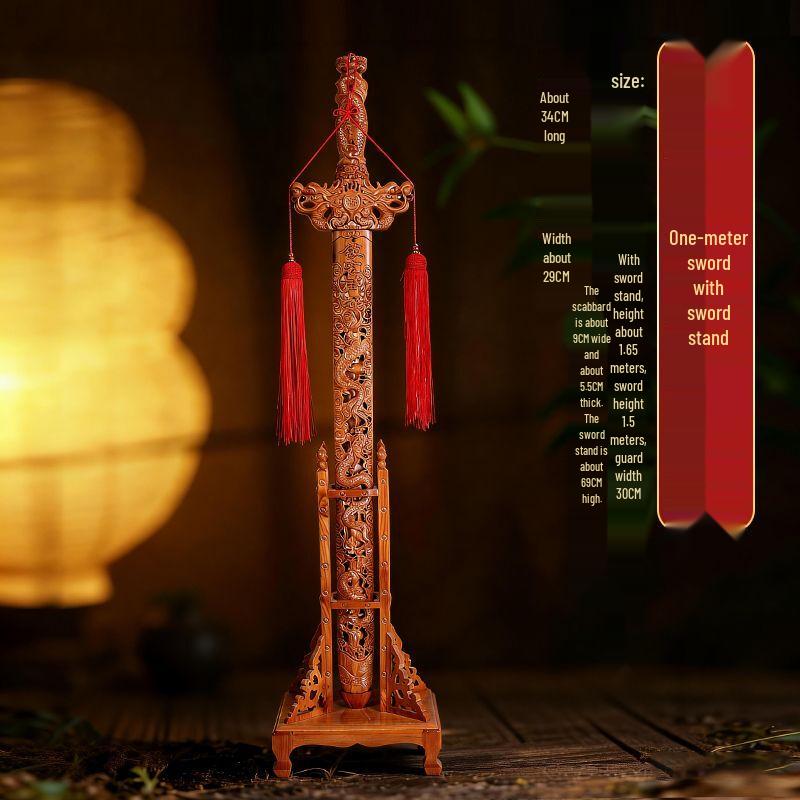 Hand-carved Feicheng Peach Wood Sword Ornament