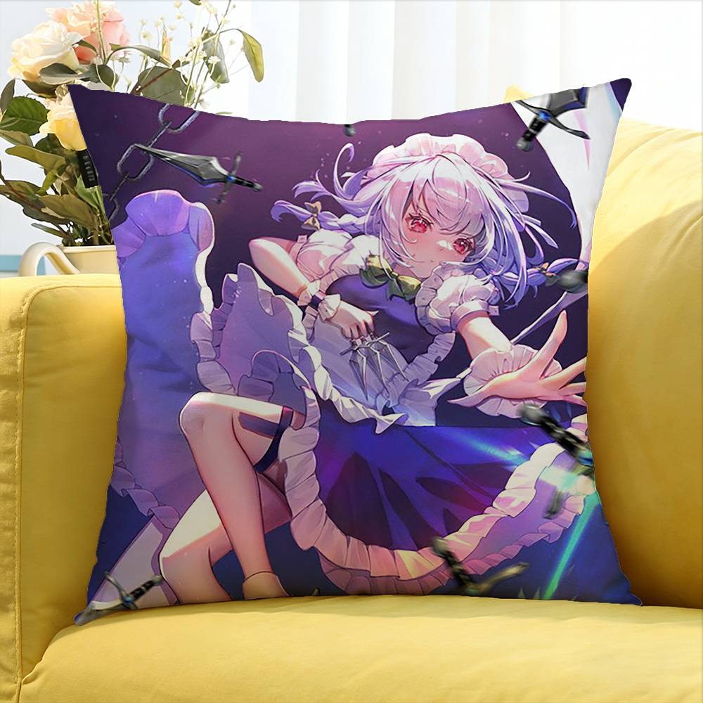 Izayoi Sakuya TOUHOU Project Various Sizes Square Pillow Case For Car Home Bedchamber Decor