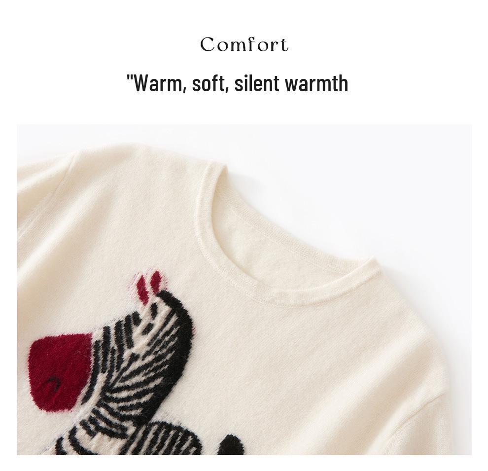 2025 Early Autumn Women's Cashmere Short-Sleeve Loose Knit Sweater - Round Neck Versatile Pullover