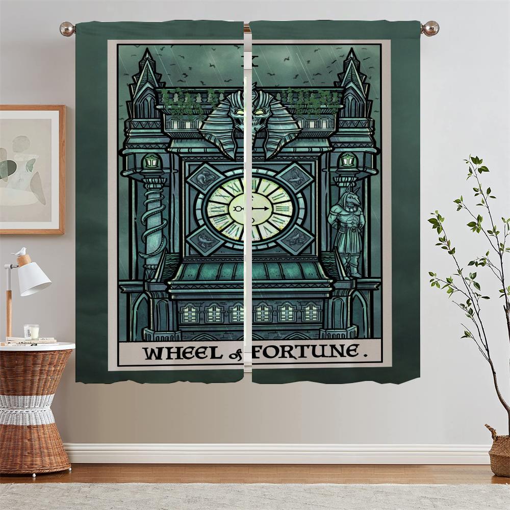 Terror Tarot Modern Living Room Curtains for Camera Tulle in Kitchen Curtains 2 Pieces Window Home and Decoration Curtain Rods