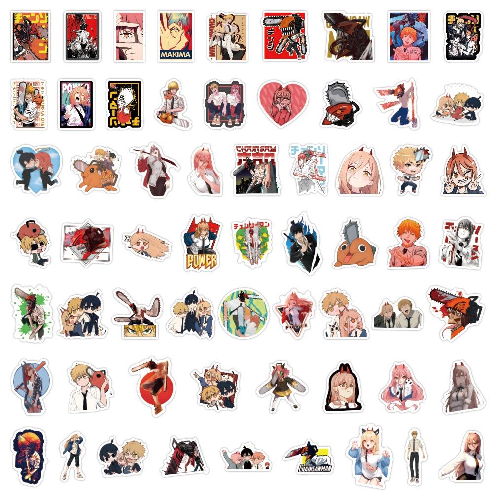 60Pcs Chainsaw Man Graffiti Stickers Luggage Water Cup Stationery Mobile Phone Laptop Refrigerator Decoration Diy Decals