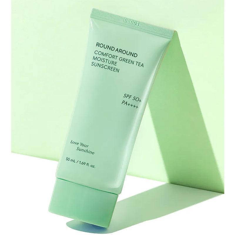 ROUND A'ROUND Увлажняющий солнцезащитный крем Comfort Green Tea SPF 50+ PA++++ 50 мл