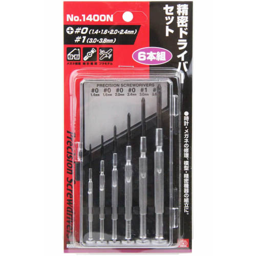 SK11 Precision Screwdriver Set 6 Pieces +No.0(1.41.62.02.4)No.1(3.03.8) No.1400N
