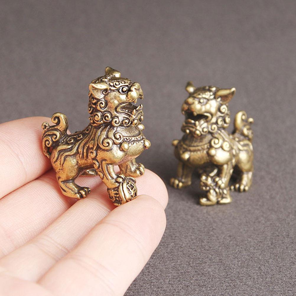 Ретро скульптуры льва латунный орнамент ремесло статуэтка статуэтка золотой декор