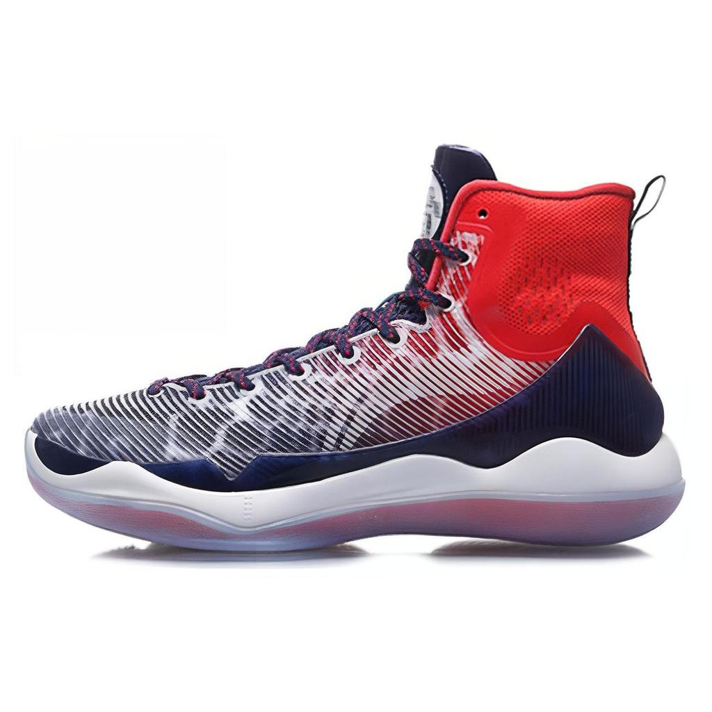 Li Ning YuShuai 11 Амортизирующие Высокие Баскетбольные Кроссовки Мужские Цвет Драконий Фрукт Красный ABAM023-4