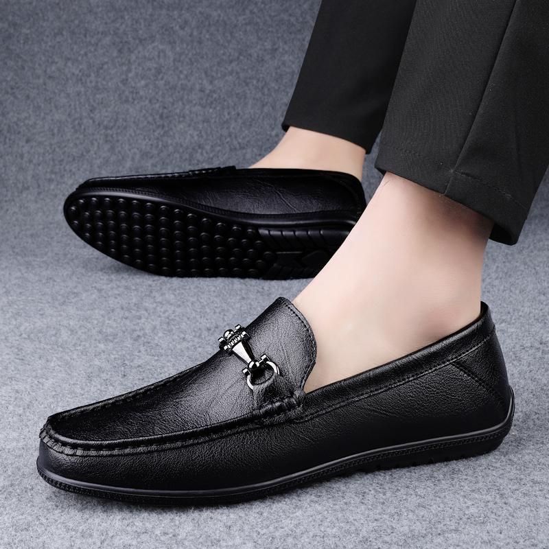 Fashion Fashion Brand Men's Casual and Comfortable Driving Shoes Spring and Summer Men's Non Slip Soft Sole Cowhide Casual Leather Shoes