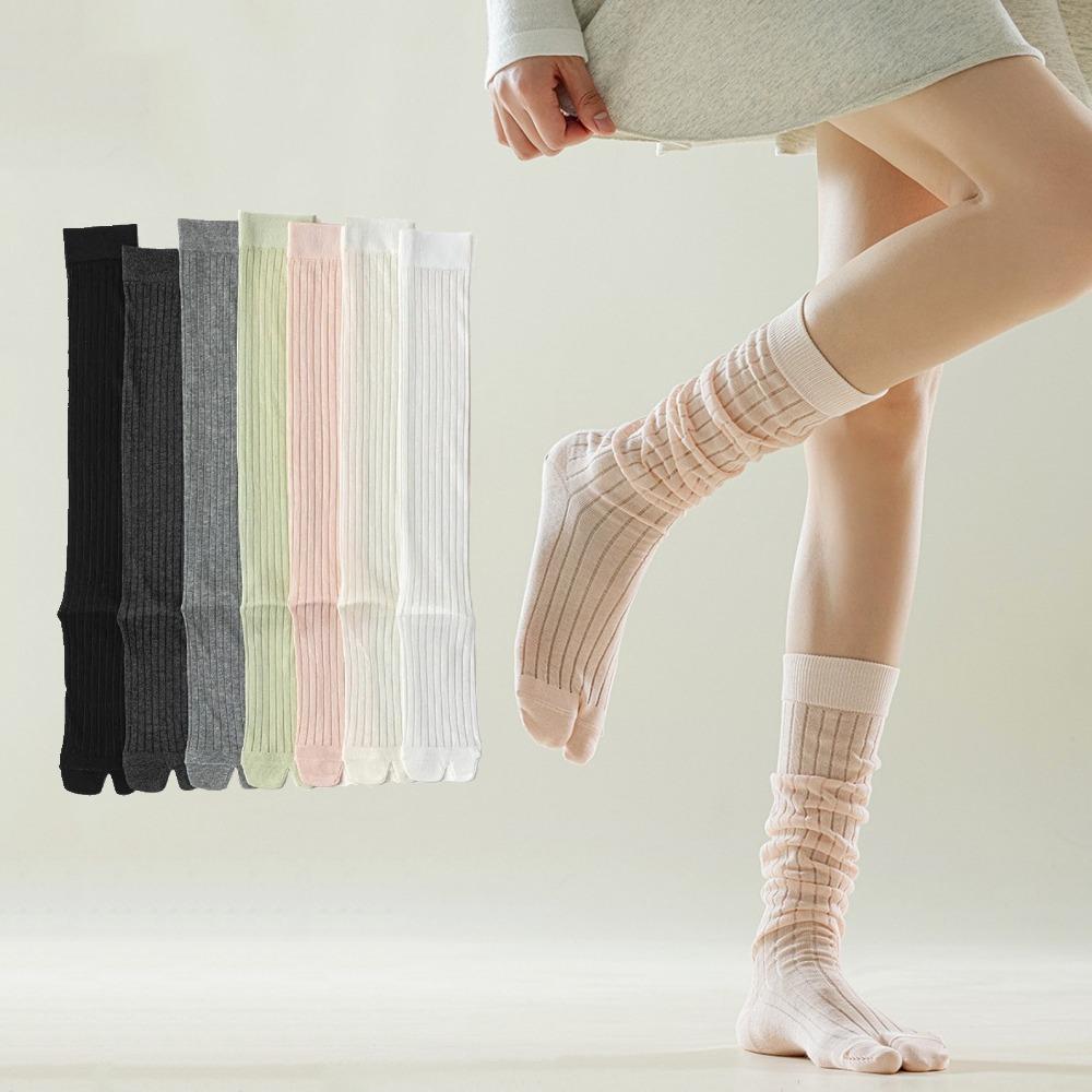 Knee High Two Toe Stockings Thin Mid-tube Stocking Women Breathable JK Calf Long Socks Lolita JK