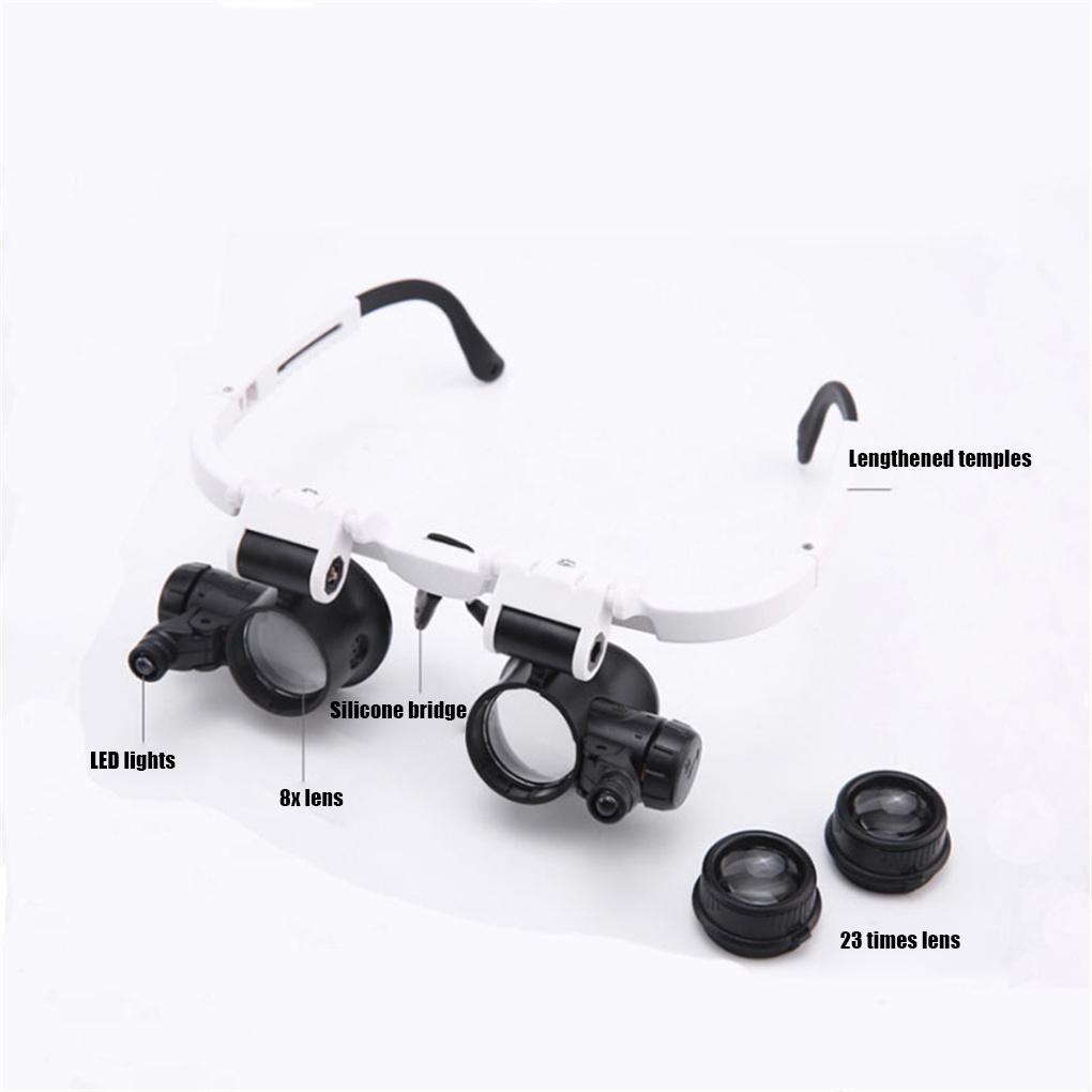 Jewelry Magnifying Glasses with LED Light Magnifier Eyeglasses Portable Lighted Loupe Tools Electronic Repair Close Work