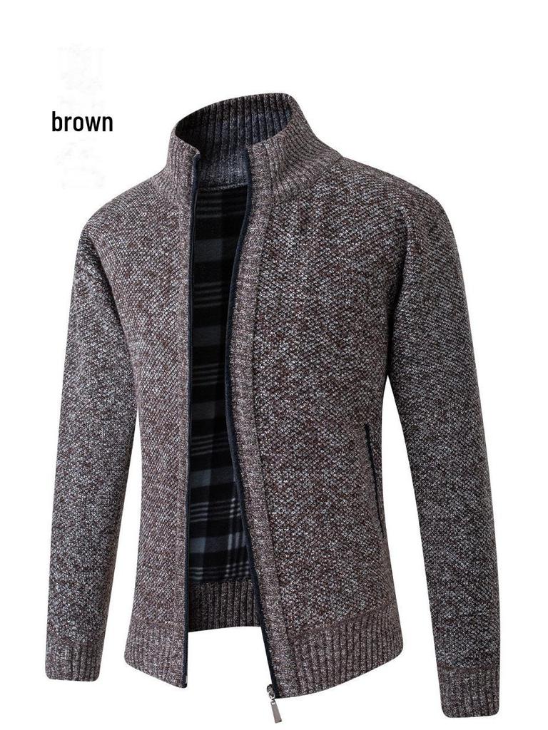 European Men's Thick Knitted Stand Collar Sweater Cardigan 2022 Edition