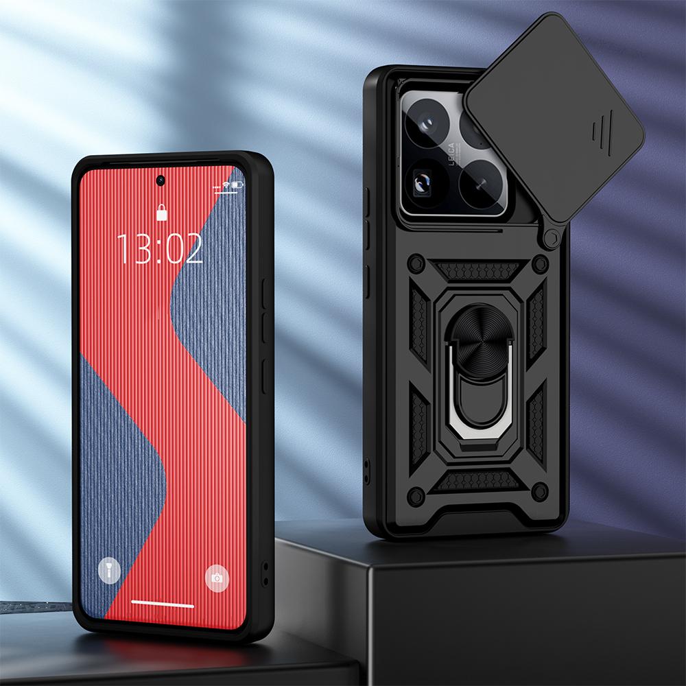 KEYSION Противоударный бронированный чехол для Xiaomi 15 5G Мягкий силиконовый + защитное кольцо для камеры из поликарбоната Чехол-подставка для телефона Xiaomi 15 Pro
