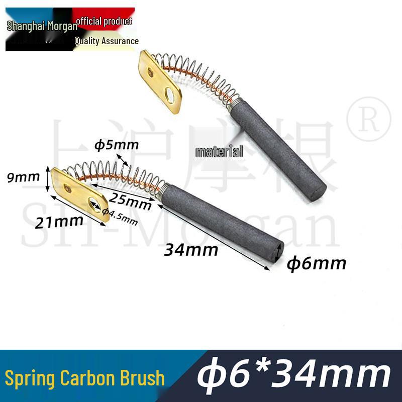 Cylindrical & Round Carbon Brushes for Drilling Machines, Sizes: 4x15, 6x20, 6x30, 8x30, 10x30, 12x50