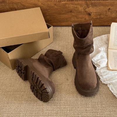 Версия из овчины~ ботинки Мартин на толстой подошве женские новые осенние ретро рыцарские короткие ботинки женские ботинки с голенищем Маillard