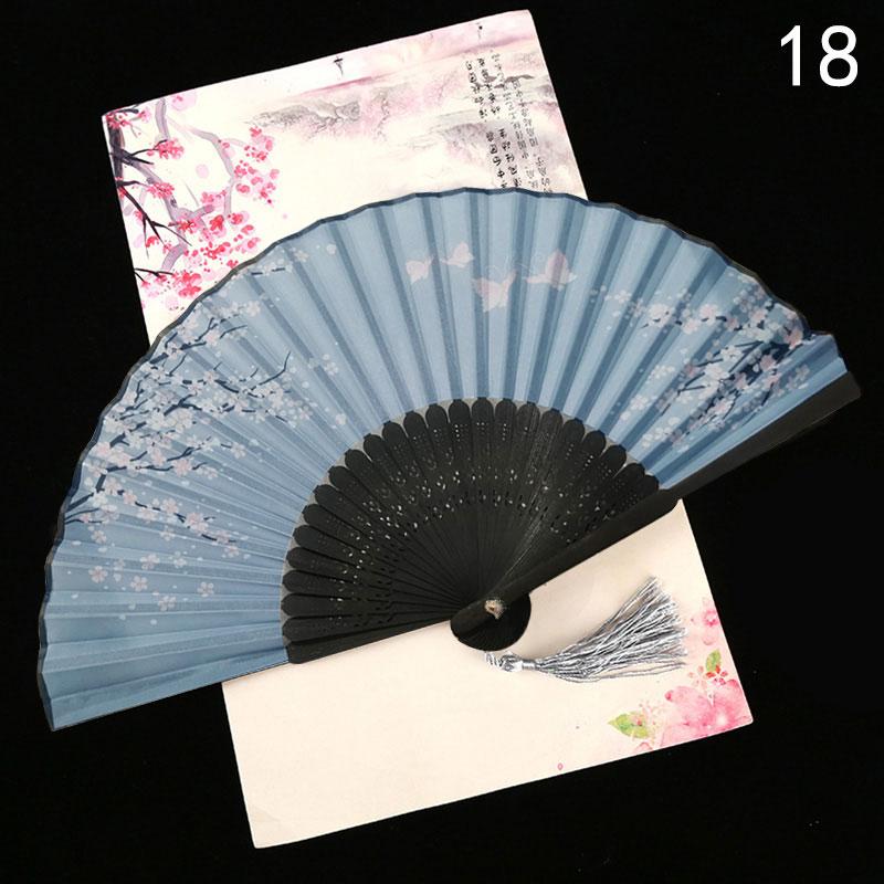 1шт цветочный узор классический бамбуковый веер складной шелковый веер для украшения комнаты для вечеринки ручной веер