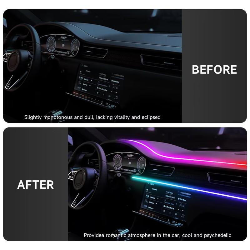 RGB USB салон автомобиля окружающее освещение радужная акриловая полоса светодиодная симфония приложение управление музыкой декоративная приборная панель атмосферная лампа