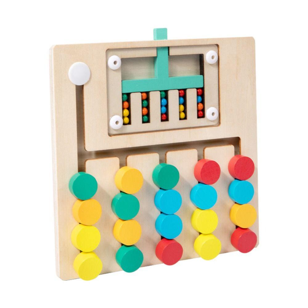 Wooden Montessori Sliding Puzzle Board Rolling Bead Wooden Rolling Toy Boy and Girl