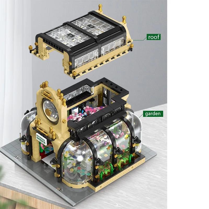 MOULD KING Street View Building Model The MOC-26379 Botanical Garden with Led Light Set Blocks Bricks Kids Toys Christmas Gifts