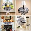 Halloween Tablecloth Decoration Black Lace Table Runner Round Spider Cobweb Table Cover Fireplace Mantel Scarf Lampshade Bat Wall Stickers for