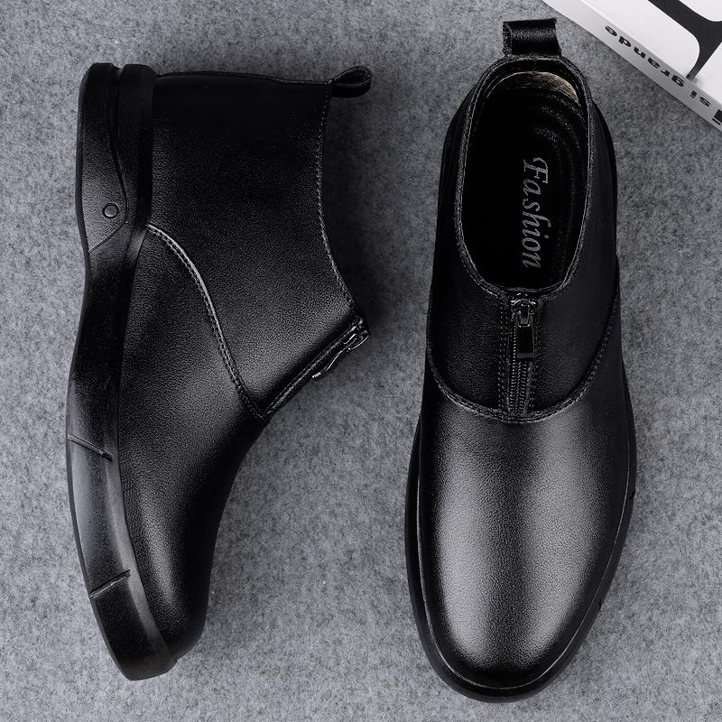 New Winter Boots Chelsea Men's Boots Plus Velvet Business Genuine Leather Boots Thick Sole High Quality Ankle Boots Snow Boots