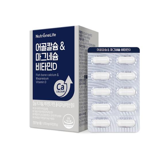 Nutri One Life Fishbone Кальций и магний Витамин D 60 таблеток (запас на 1 месяц)