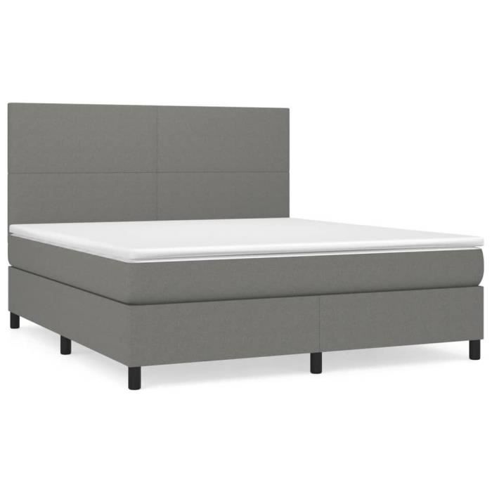 3141634 vidaXL Bed with Box Spring and Mattress Dark Grey 180x200cm Fabric