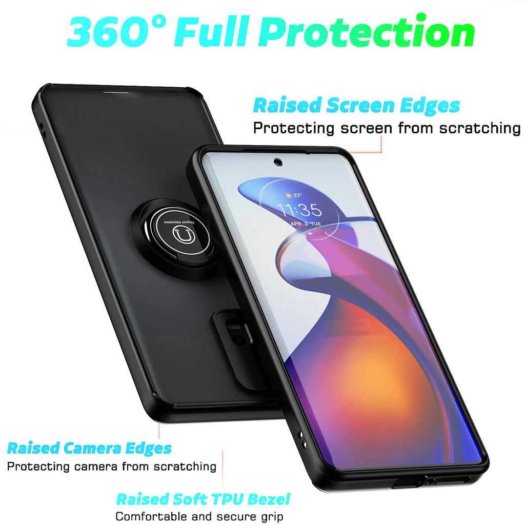 Чехол Armor Matte для Motorola Moto Edge 40 Neo Edge 30 Fusion Ultra Cover Ring Magnetic Holder Stand Business Full Protection