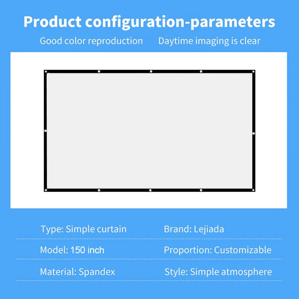 Простой экран для проектора Портативная проекционная штора Ткань Домашний кинотеатр Офис Кино на открытом воздухе 60/72/84/100/120/150 дюймов HD-дисплей