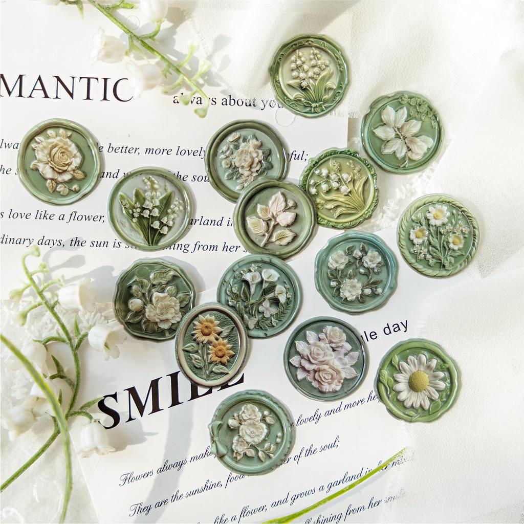 1pack/15pcs Vintage Lacquer drip adhesive stickers Decorative Hand Account Diary Album Scrapbooking accessories Craft Supplies