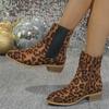 Женские ботильоны с леопардовым принтом, модные, элегантные, для танцев, выпускного вечера, на квадратном каблуке, женские туфли, современные, короткие сапоги