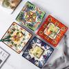 Bohemian Square Plate Ceramic Dish Creative Fruit Plate Square Breakfast Plate Western Dinner Plate Household Tableware