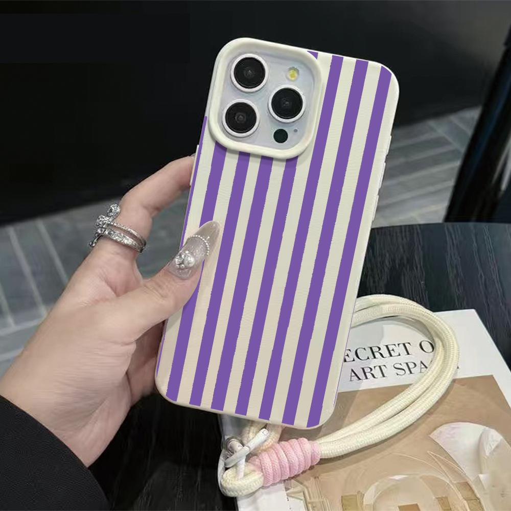Чехол-браслет на руку с полосками для iPhone 11 12 13 Pro Max Чехлы iPhone 16 17 14 15 Plus Минималистичный INS С чехлом-шнурком