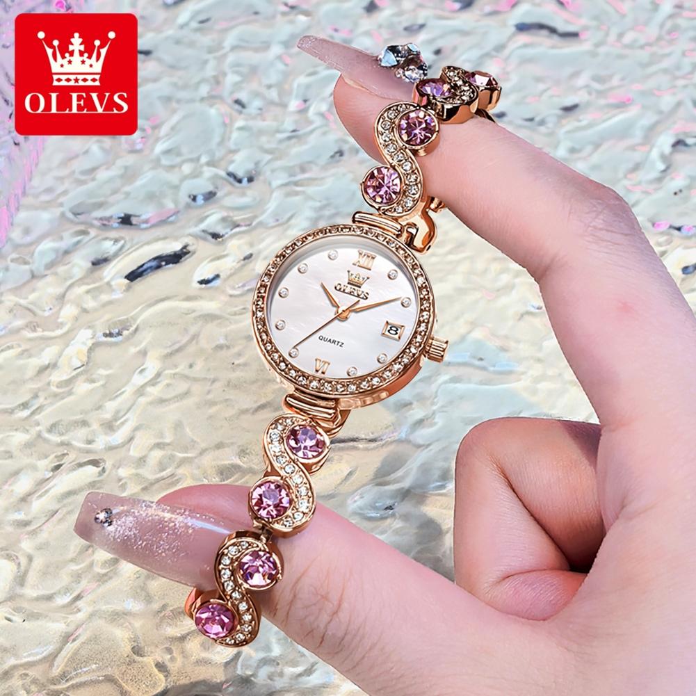OLEVS 5633 Elegance China Lady Quartz Watch Latest Stainless Steel Band Waterproof Date Display Bling Leisure Watch Factory
