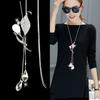 Women Long Necklace Fashion Geometric Crystal Necklaces Pendant Jewelry Statement Sweater Chain Collier Femme Collar Accessories