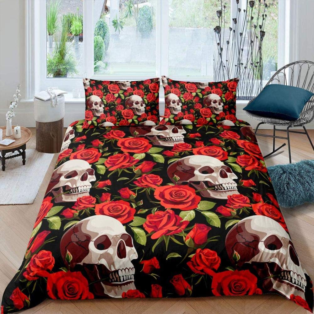 Yellow Sugar Skull Print Home Bedding Sets Duvet Cover Pillowcase Microfiber King Queen Double Twin Polyester Comforter Cover