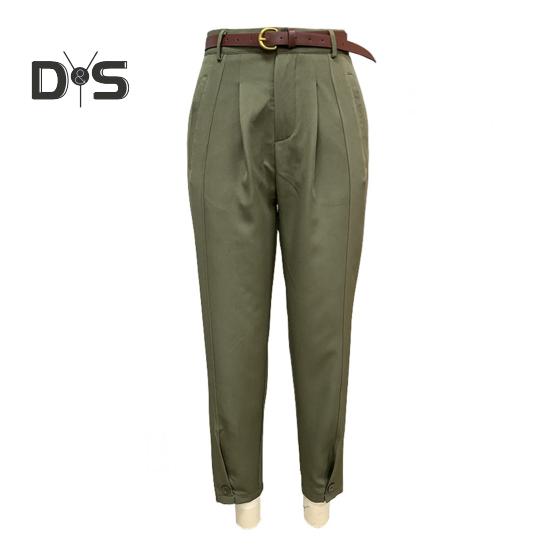 Женские костюмные брюки с высокой талией и пуговицами на молнии, однотонные брюки свободного покроя с карманами, длинные брюки в повседневном стиле