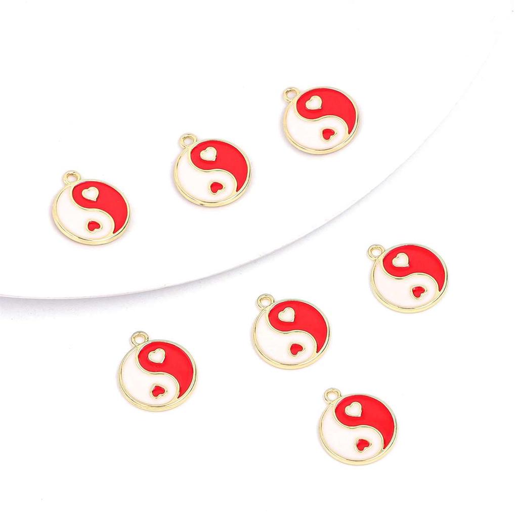 4 шт., подвески из сплава с масляной эмалью, подвески в форме сердца Тай-Чи, бусины для изготовления ювелирных изделий, ожерелье, браслет, серьги, ремесла, фурнитура