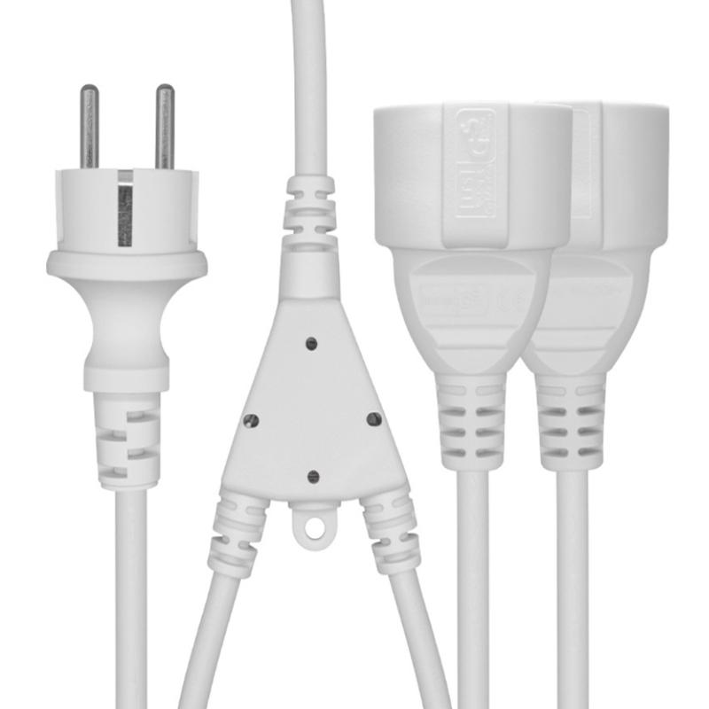 Кабель-разветвитель питания 16А европейского стандарта 4,8 мм, штекер-гнездо, 30 см, с изоляционным шнуром из ПВХ, высокой прочности