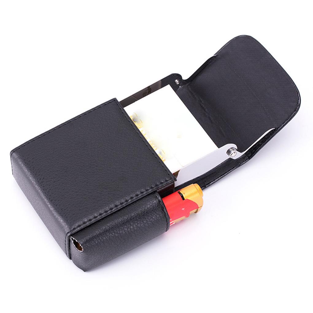 Women Men Storage Case Leather Stainless Steel Card Cash Holder Belt Pouch Lighter Wallet Pocket Solid Color Box Carrier
