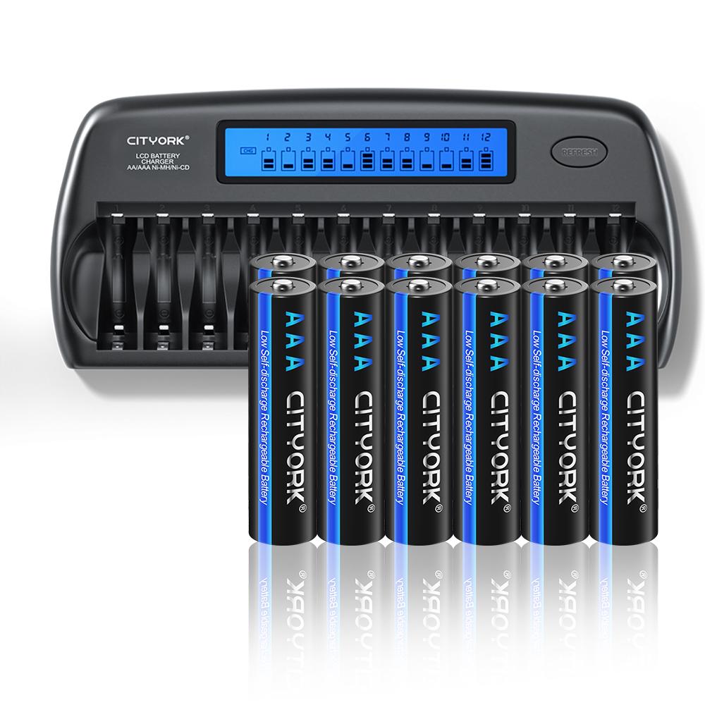 CITYORK 1.2V AA AAA NiMH Перезаряжаемые Батареи 2A 3A С 12 Слотами Быстрое Умное Интеллектуальное Зарядное Устройство для 1.2V AA AAA Батарей