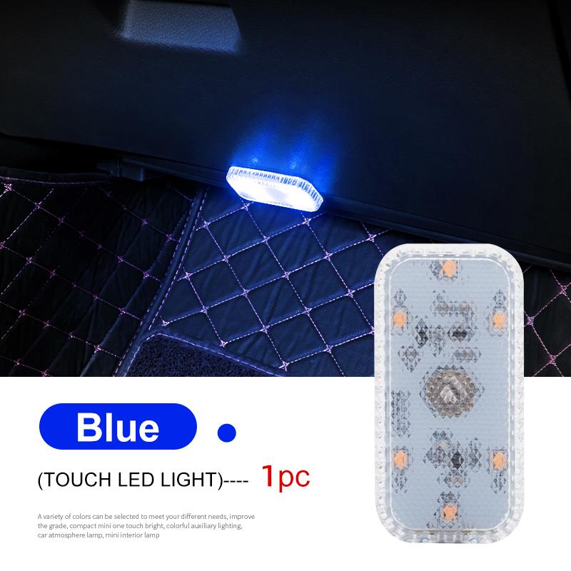 LED Touch Light Mini Wireless Car Interior Lighting Auto Roof iling Reading Lamp for Door Foot Trunk Storage Box USB Charging