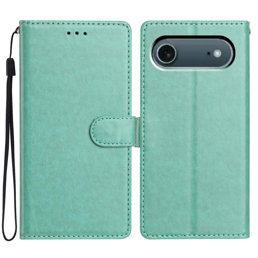 For iPhone 17 Air Leather Case Wallet Stand Phone Cover with Handy Strap