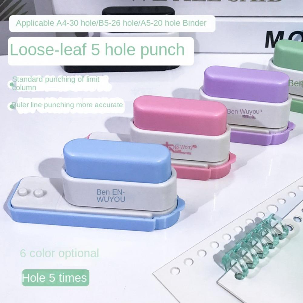 Portable Hand Account Hole Puncher 6mm Standard Hole Punch 5-Hole Paper Punch School Supplies