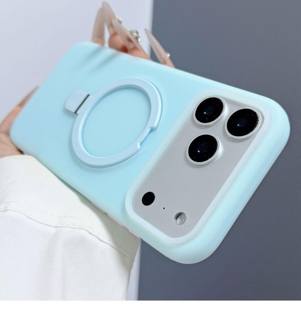 Чехол Liquid Jelly для iPhone 17 PM с магнитной подставкой, противоскользящей защитой и полным покрытием.