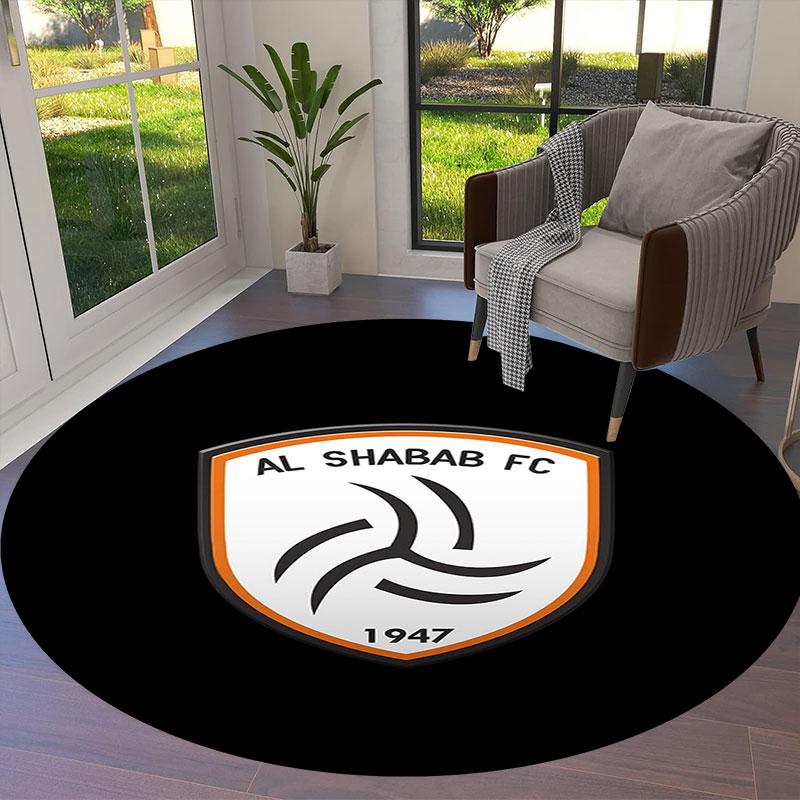 Круглый ковер Al-Shabab FC, Ковер для гостиной, спальни, дивана, игровой комнаты, Нескользящий коврик для пола